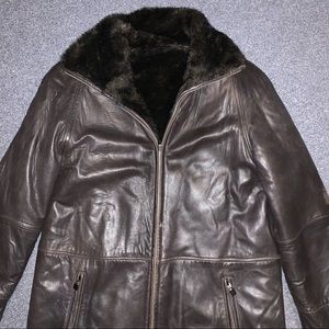 reversible genuine leather and fake fur coat